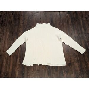 French Connection Sweater Womens Medium White Mock Neck Ribbed Pullover Cotton